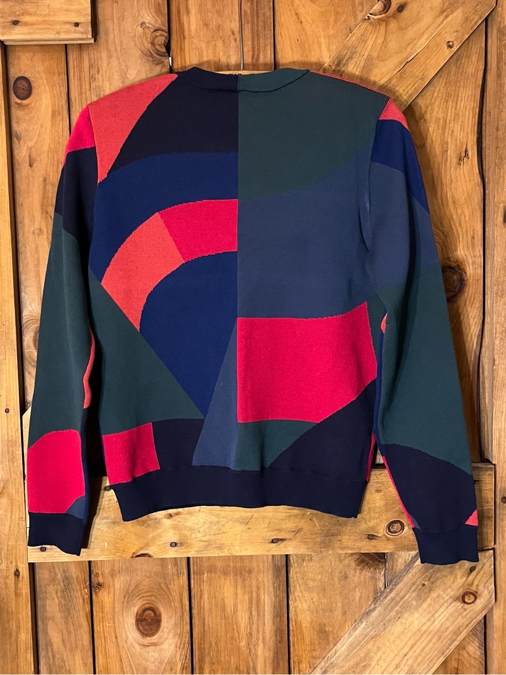 Lacoste Multicolor Geometric Colorblock Crewneck Sweater Size 38 - Picture 4 of 9